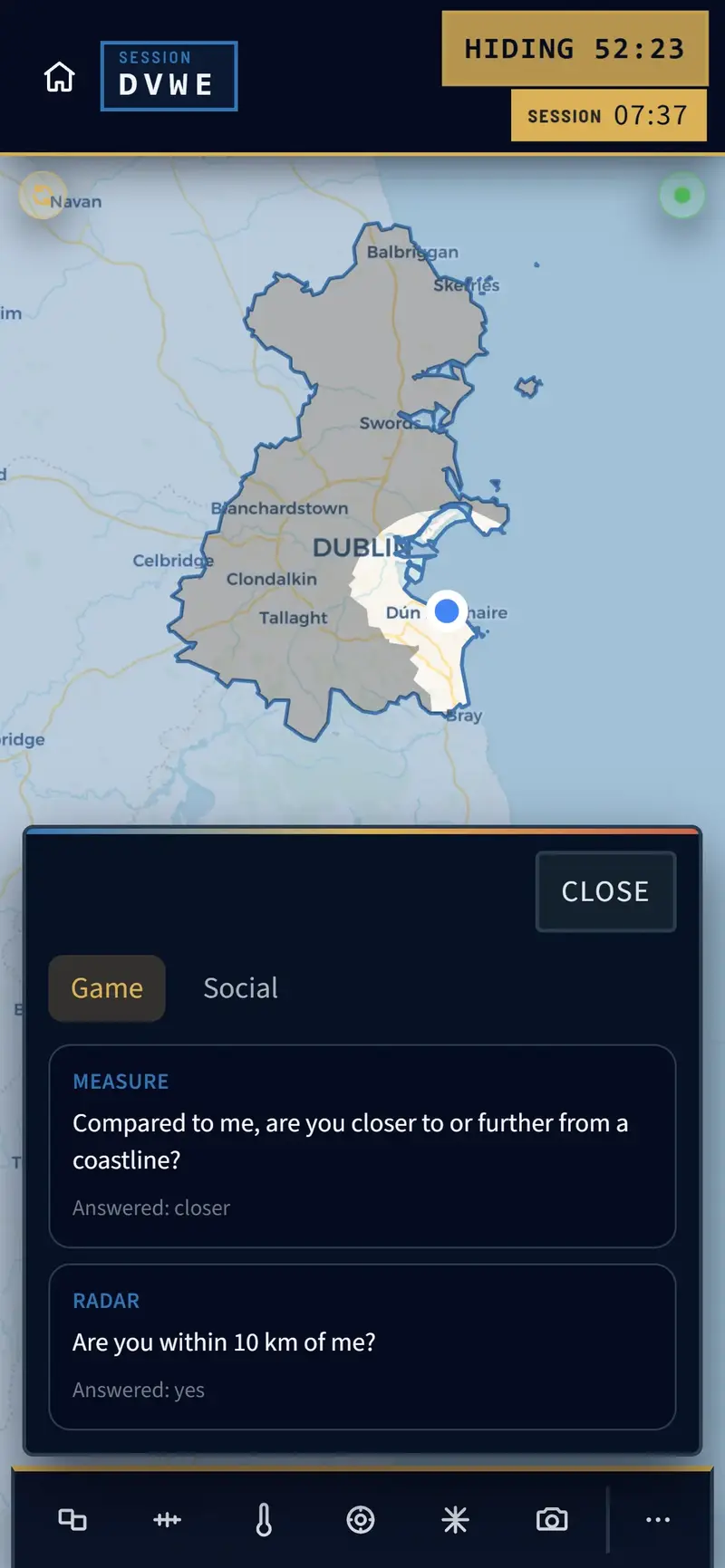 Answered Measure and Radar questions narrowing the hunt on the map